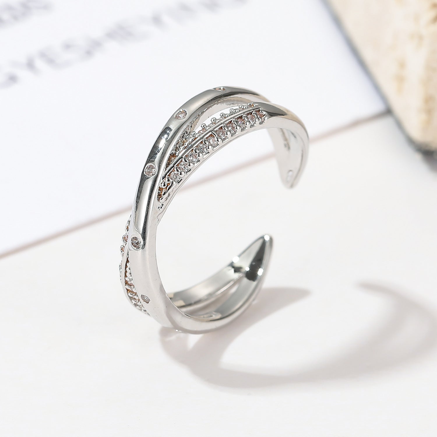 Wholesale  Cross-winding Ring  Open Ring Zircon Finger Ring Couple Ring