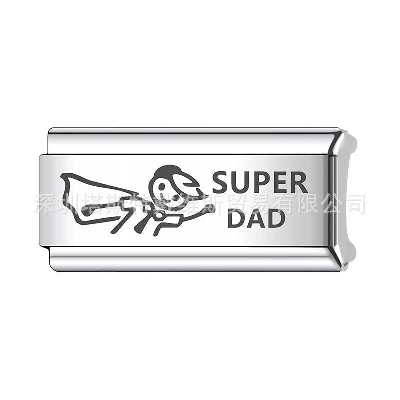 Wholesale   Italian Charm Bracelet 9mm DIY Home Laser Engraving Long Series Creative Stainless Steel Composable Bracelet