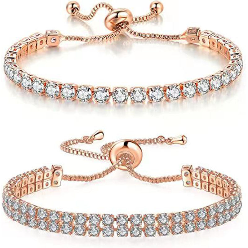 Wholesale Bracelet Set White Zircon Tennis Pull Bracelet Zircon Bracelets ACC-BT-YunJin003