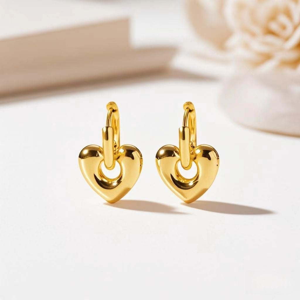 Wholesale Love Elegant Earrings Ear Buckle Titanium Steel Star Moon Geometric Earrings Light Luxury Earrings