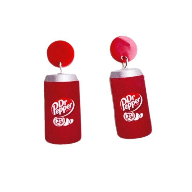Wholesale  Creative Design Coke Drink Bottle 2D Acrylic Pendant Earrings