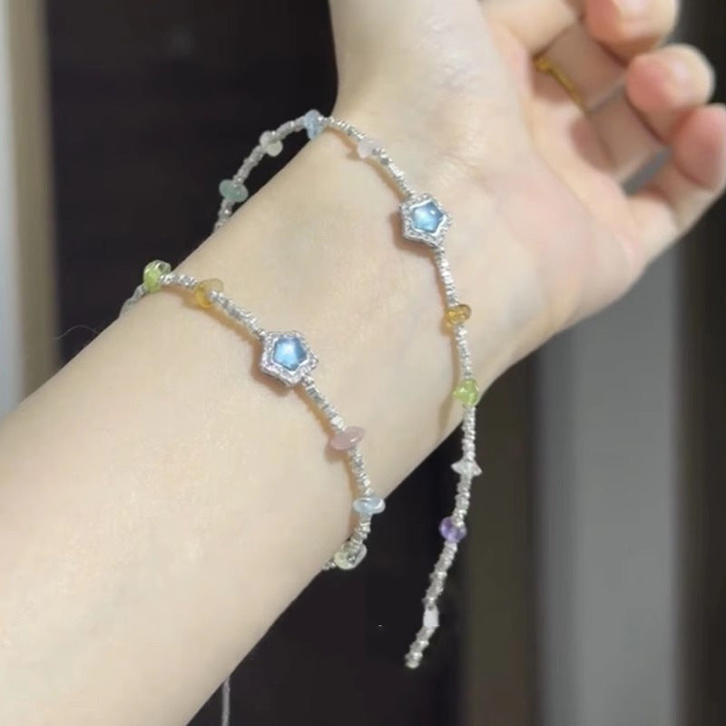 Wholesale Colorful Dopamine Broken Silver Star Bracelet