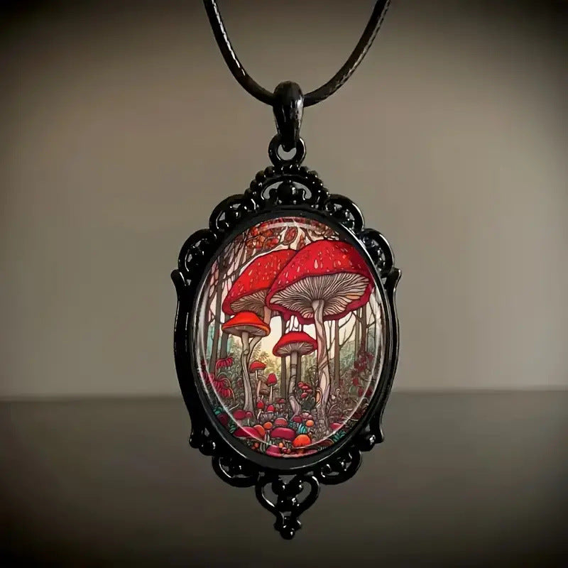 Wholesale Creative Red Mushroom Pendant Necklace Alloy Fashion Gift