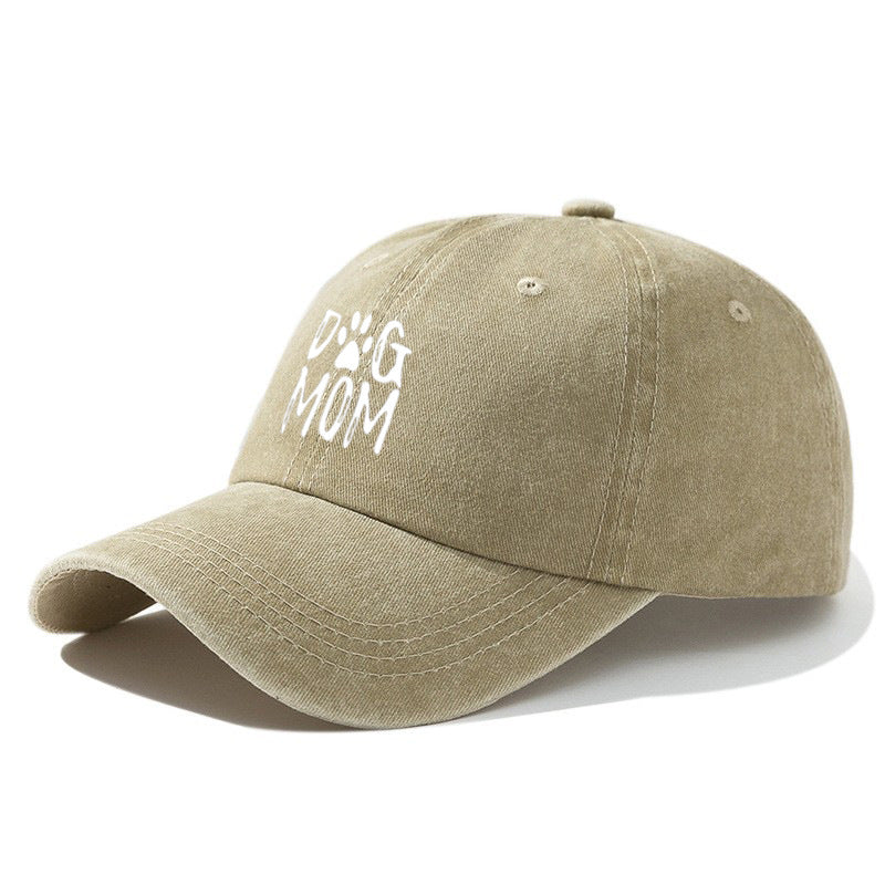 Wholesale Distressed Washed DOG MOM Printed Cotton Baseball Cap Hat Mother's Day ACC-HT-BenDe006