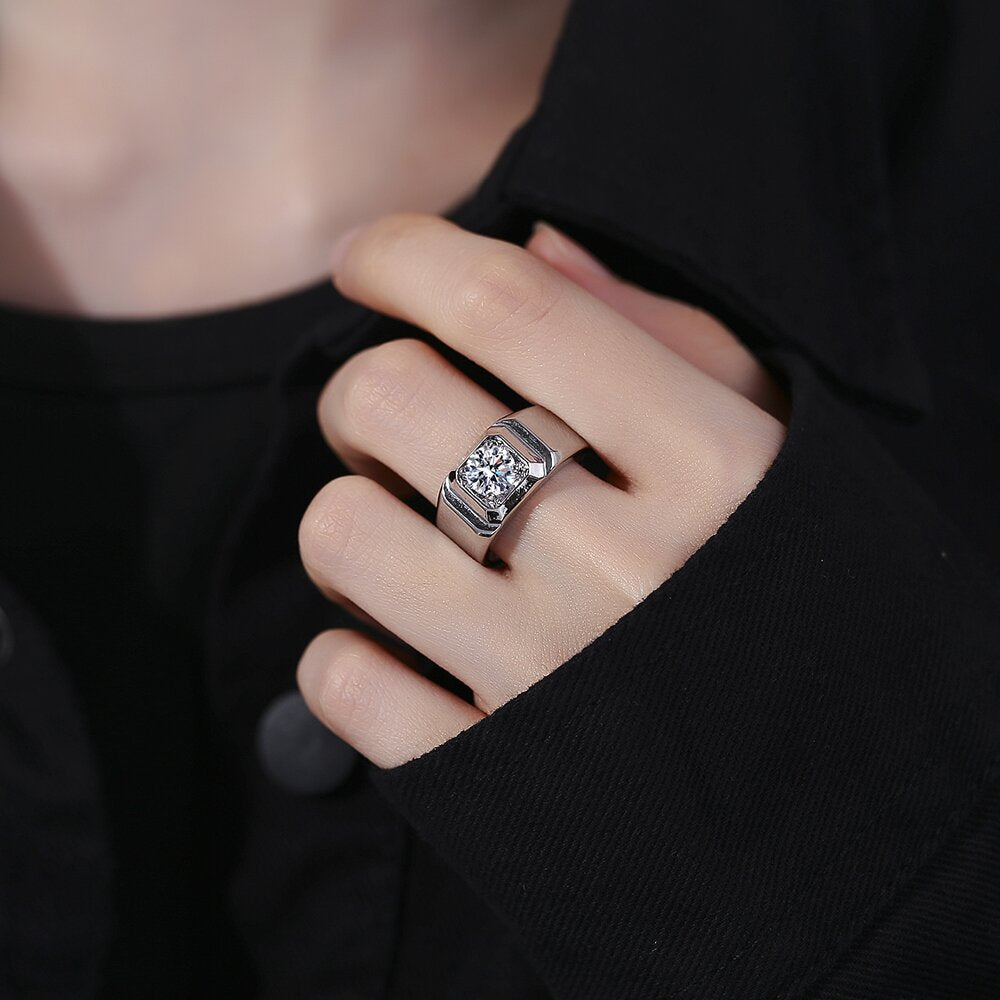 Wholesale Silver Plated High Carbon Diamond Ring Men's Rings ACC-RS-Youxi003