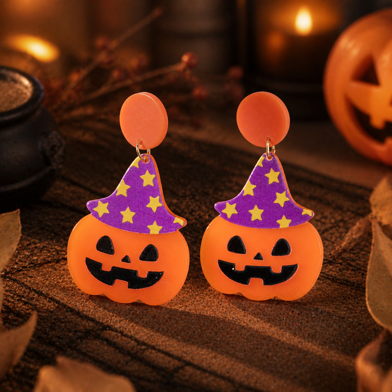 Wholesale Gothic  Earrings Acrylic Ghost Pumpkin Bat Skull Party Jewelry Accessory