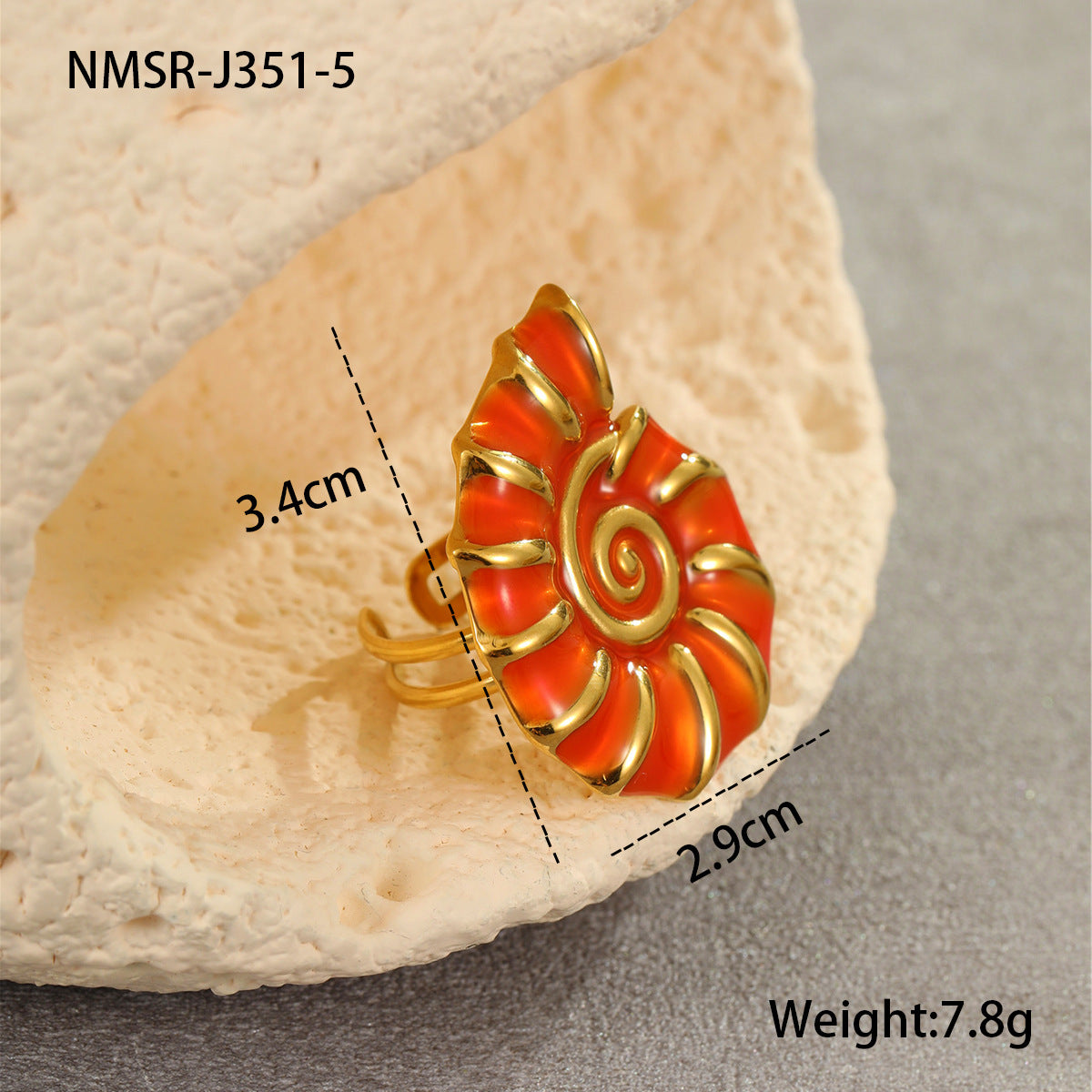 Wholesale  Marine Style  Conch Colorful Oil Dripping Stainless Steel Earrings Rings