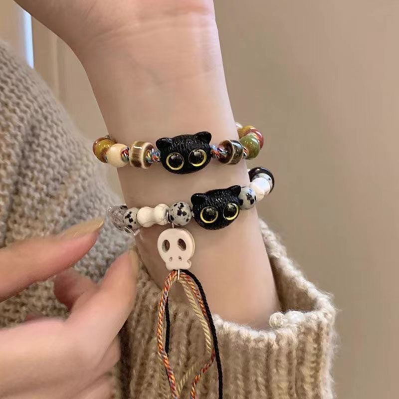 Wholesale Skull Cat Ceramic Braided Bracelet