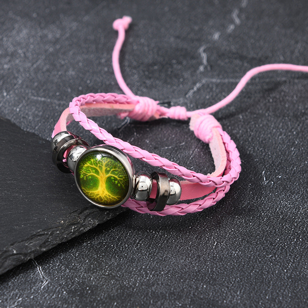Wholesale 10pcs Sun and Moon  Luminous Pattern Adjustable Leather Retro Bracelet