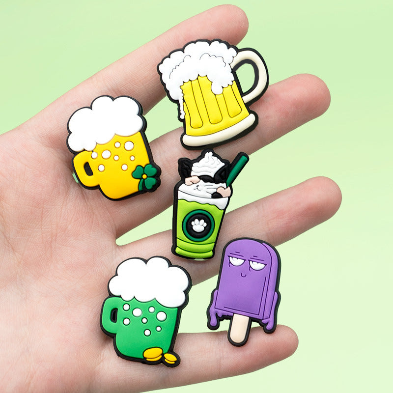 Wholesale PVC Shoe Flower Buckle Charms Cool Drink Design For Kids Sandals Cute Summer Casual Decorative Accent