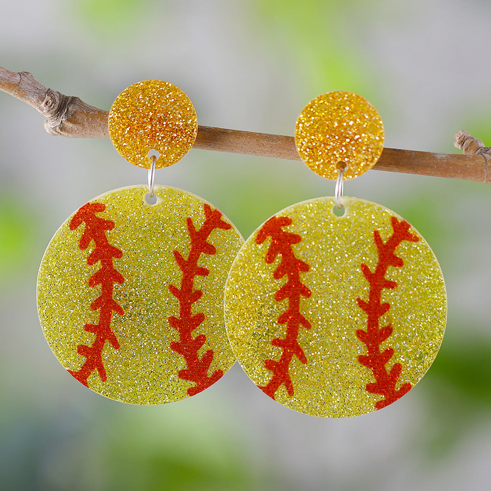 Wholesale Ball acrylic sequin-panelled drop earrings