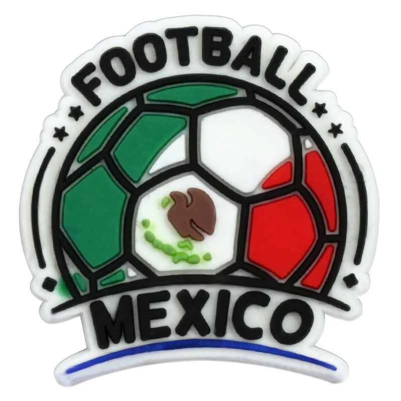 Wholesale Random 100pcs Mexican soccer-themed  PVC Soft Rubber Shoe Buckle Decoration