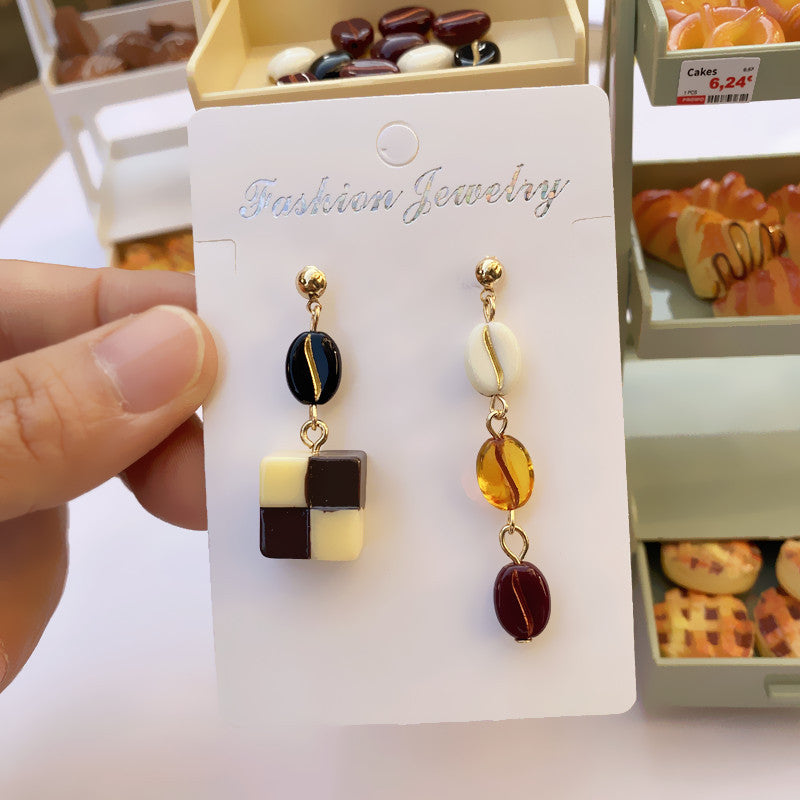 Wholesale coffee bread simulation handmade lye water food play cute earrings