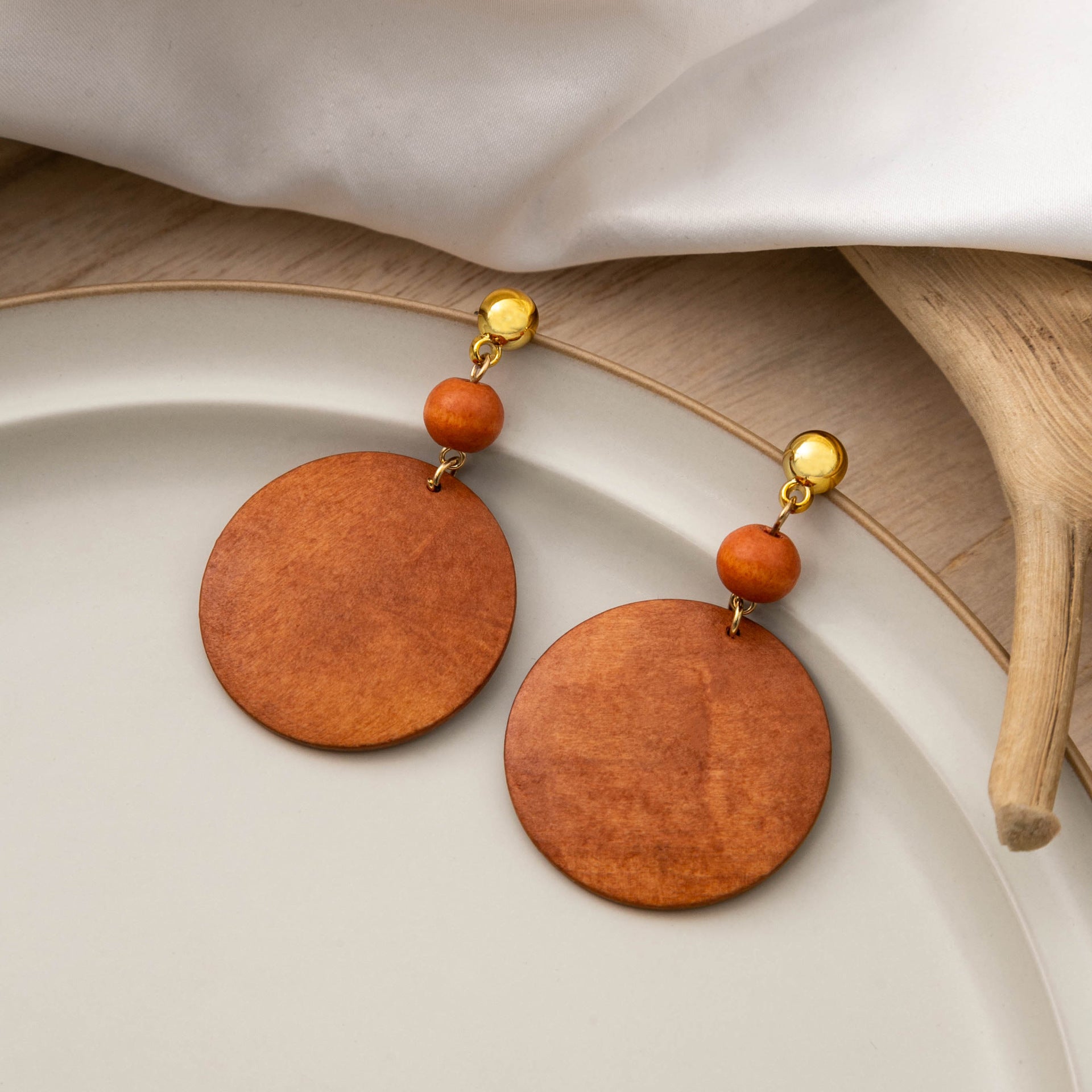 Wholesale  Geometric Wooden Retro Exaggerated Hollow Earrings