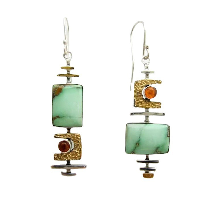 Wholesale  retro creative turquoise color separation earrings