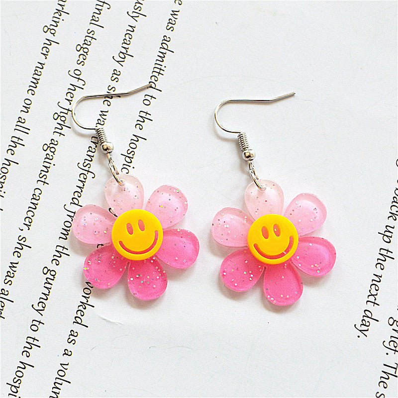 Wholesale Smiley Face Earrings Colorful Acrylic Flower Earrings ACC-ES-XN010
