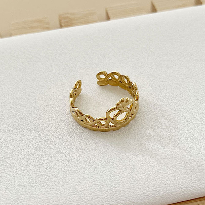 Wholesale retro stainless steel crown adjustable  ring