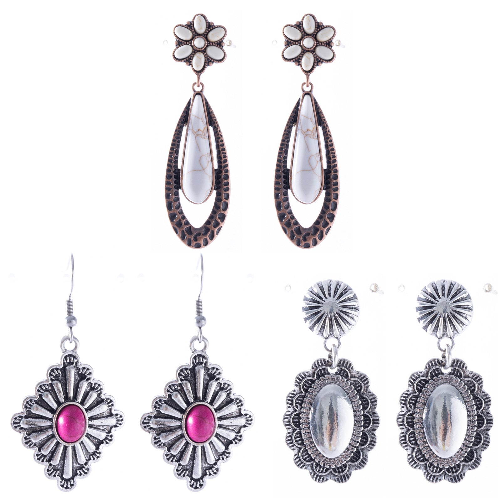 Wholesale Turquoise Flower Vintage Bohemian Earrings