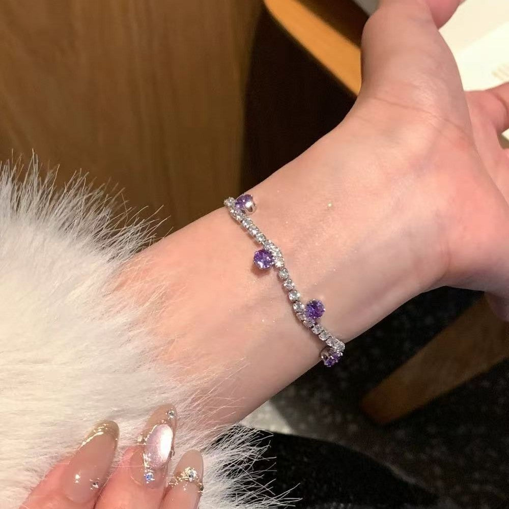 Wholesale Alloy Electroplated Grape Purple Irregular Diamond Bracelet Women' s Jewelry Accessory