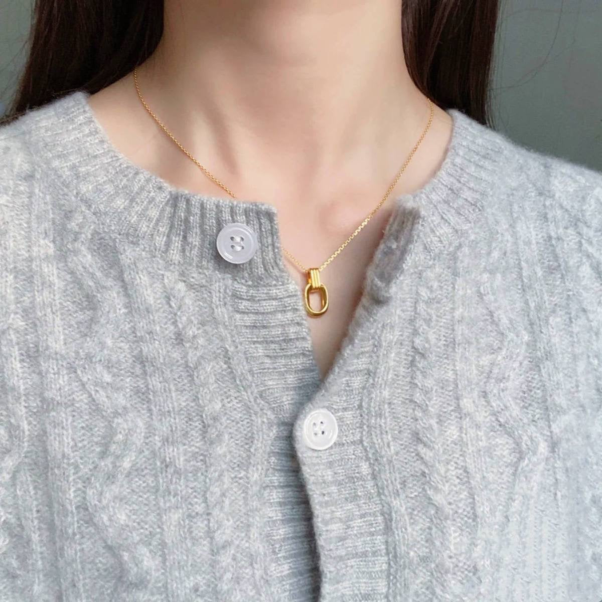 Wholesale Geometric Double Ring Titanium Steel Necklace