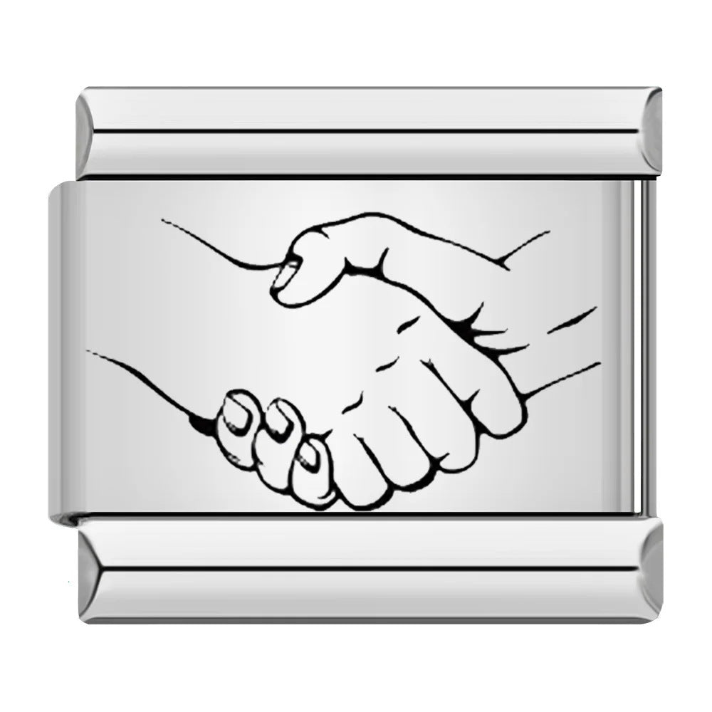 Wholesale Italian Charm Bracelet 9mm DIY Gesture Pattern   Creative Stainless Steel Composable Bracelet