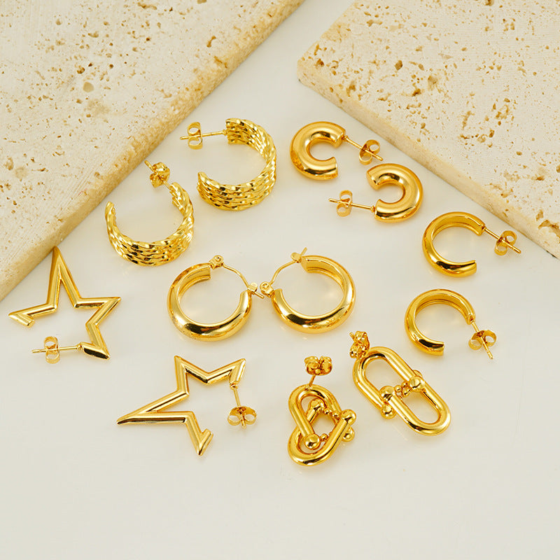 Wholesale Stainless steel gold star earrings