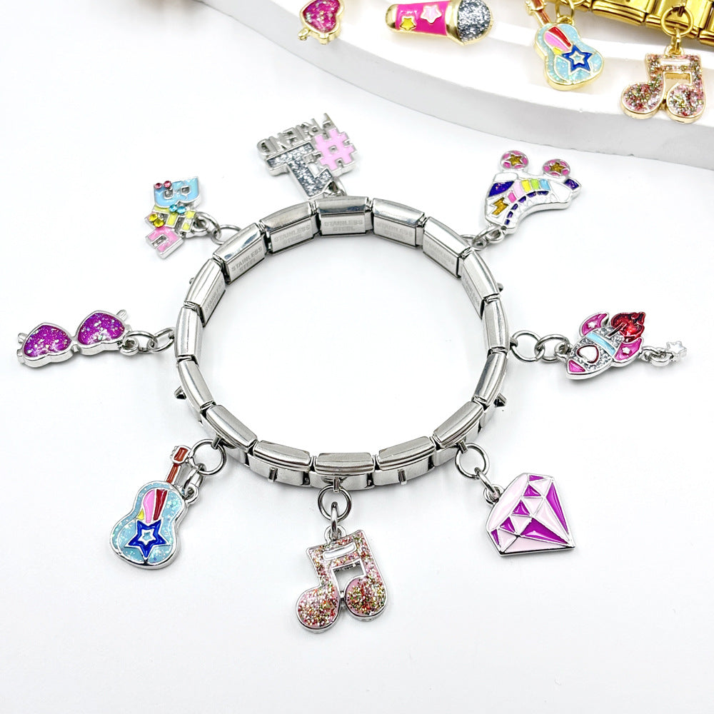 Wholesale Italian Charm Bracelet 9mm DIY Oil-Drip Single Buckle  Creative Stainless Steel Composable Bracelet