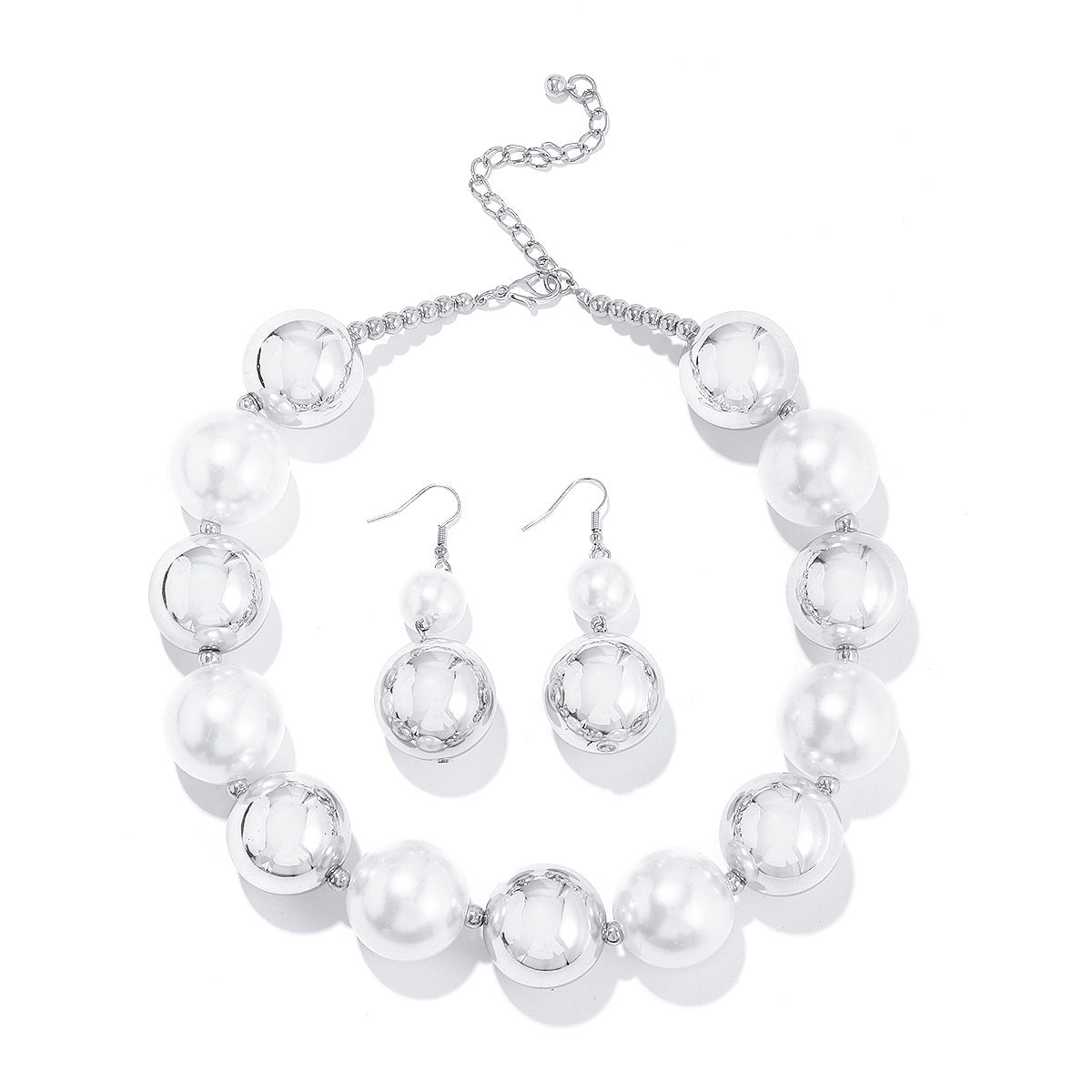 Wholesale Mixed Color Pearl  Necklace  Retro Light Luxury Elegant Earrings suit