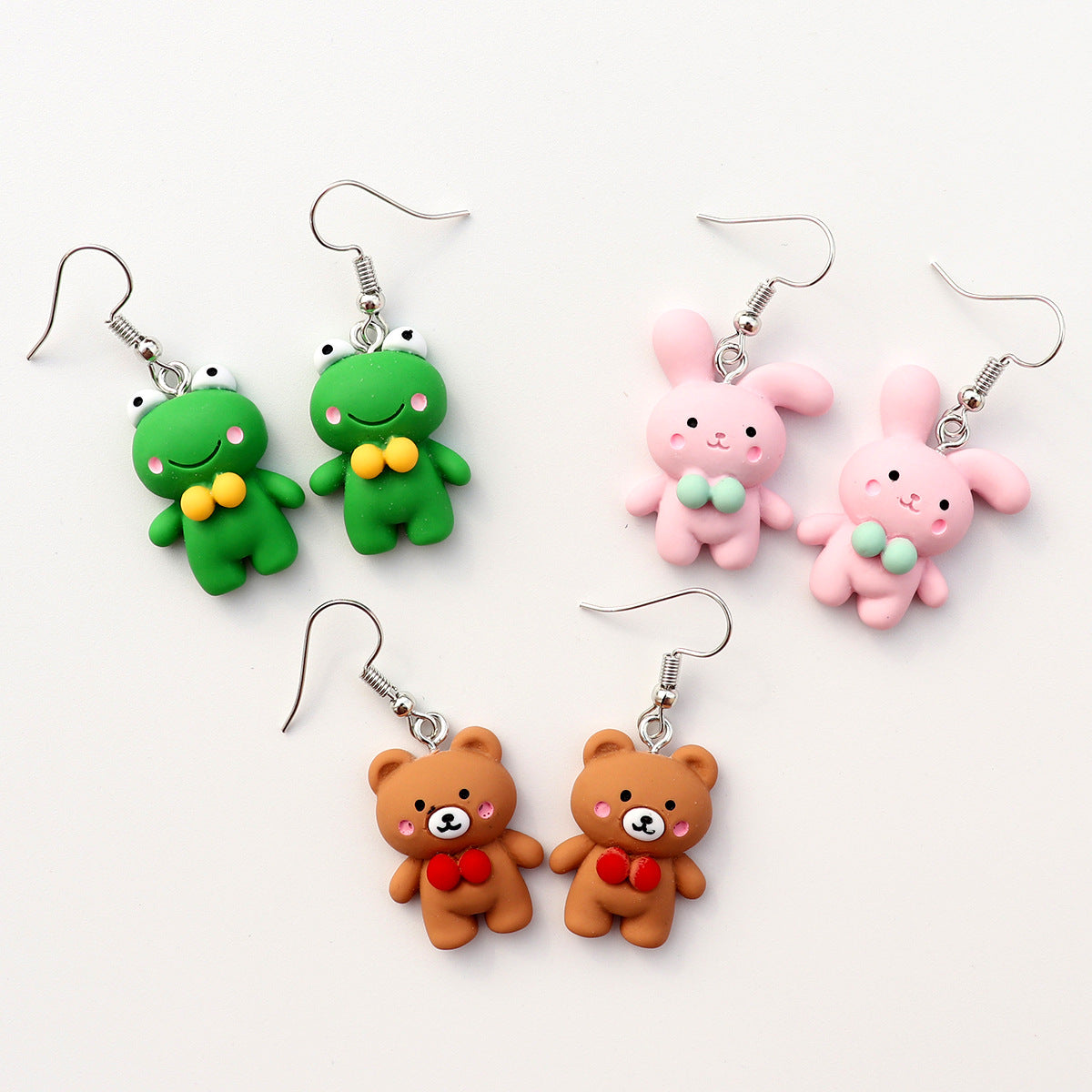 Wholesale cute bear frog rabbit earrings