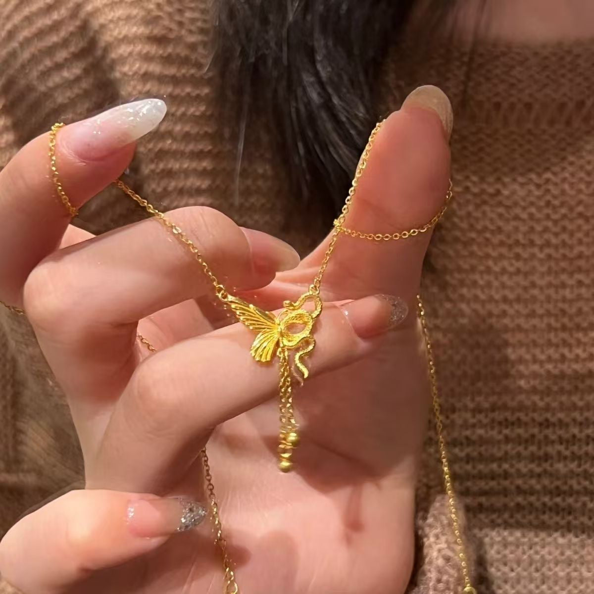 Wholesale Tourmaline  Necklace  Light Luxury Clavicle Chain