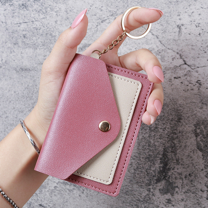 Wholesale Chic Women S PU Leather Short Wallet Powder Pink Solid Color Everyday Card Holder