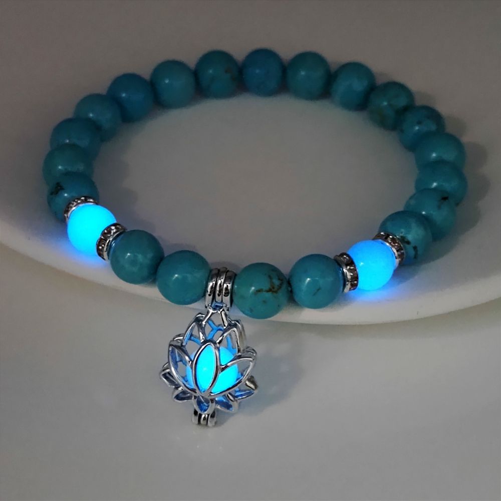 Wholesale  White Turquoise Luminous Lotus Bracelet