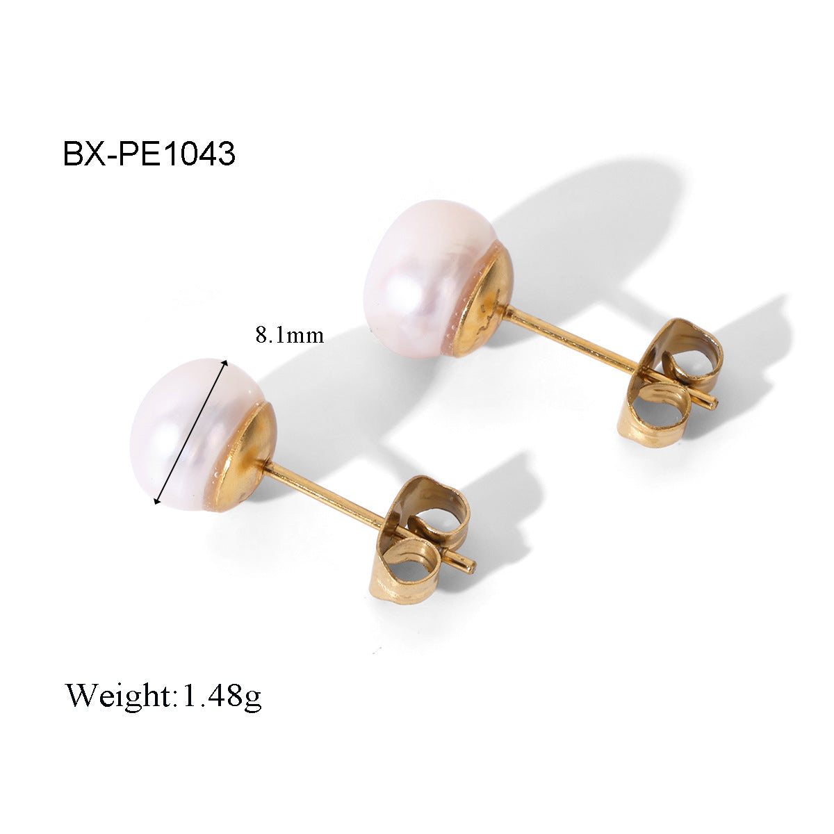 Wholesale Retro Freshwater Pearl Earrings Simple Stackable Stainless Steel Everyday Wear Jewelry Gift