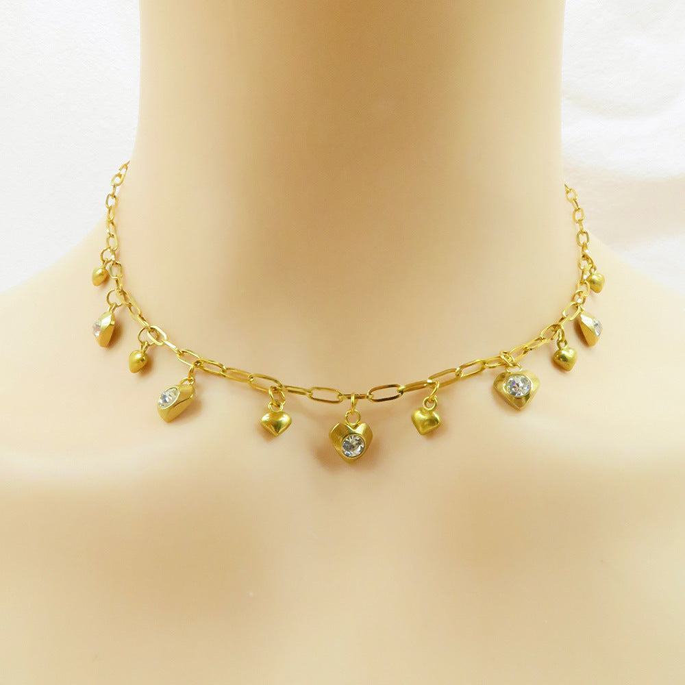 Wholesale Vintage Love Heart Hoop Earrings Necklace Set