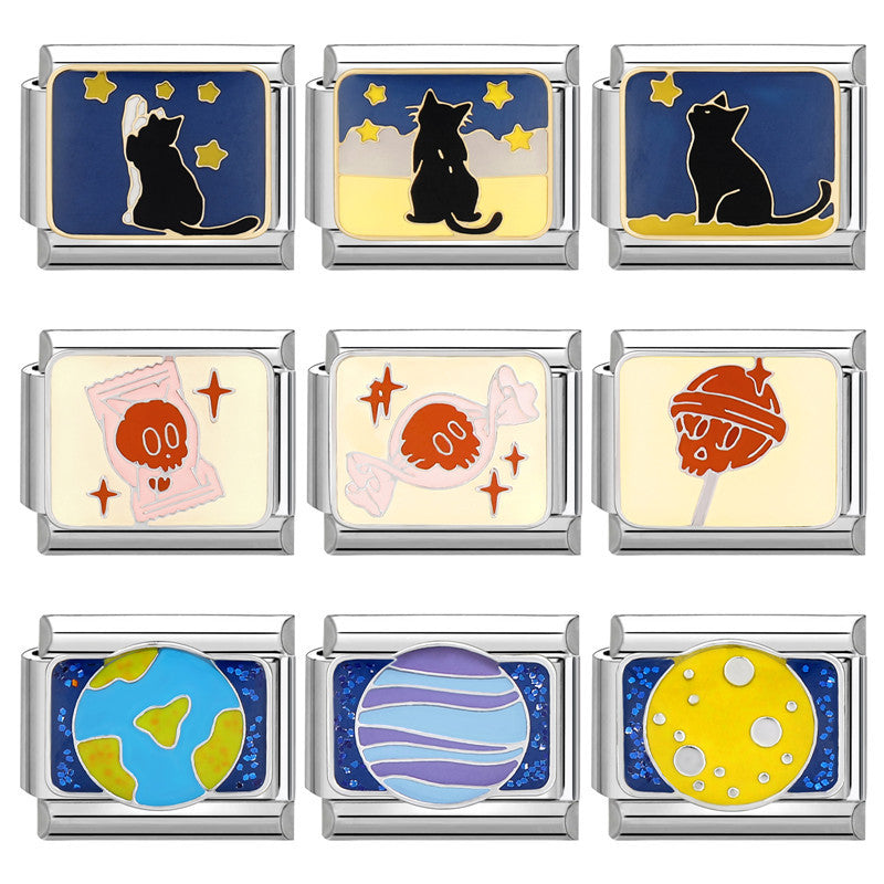 Wholesale Italian Beaded Bracelet 9mm DIY Splicing Removable Cat Candy Planet Series Titanium Steel Combinable Bracelet