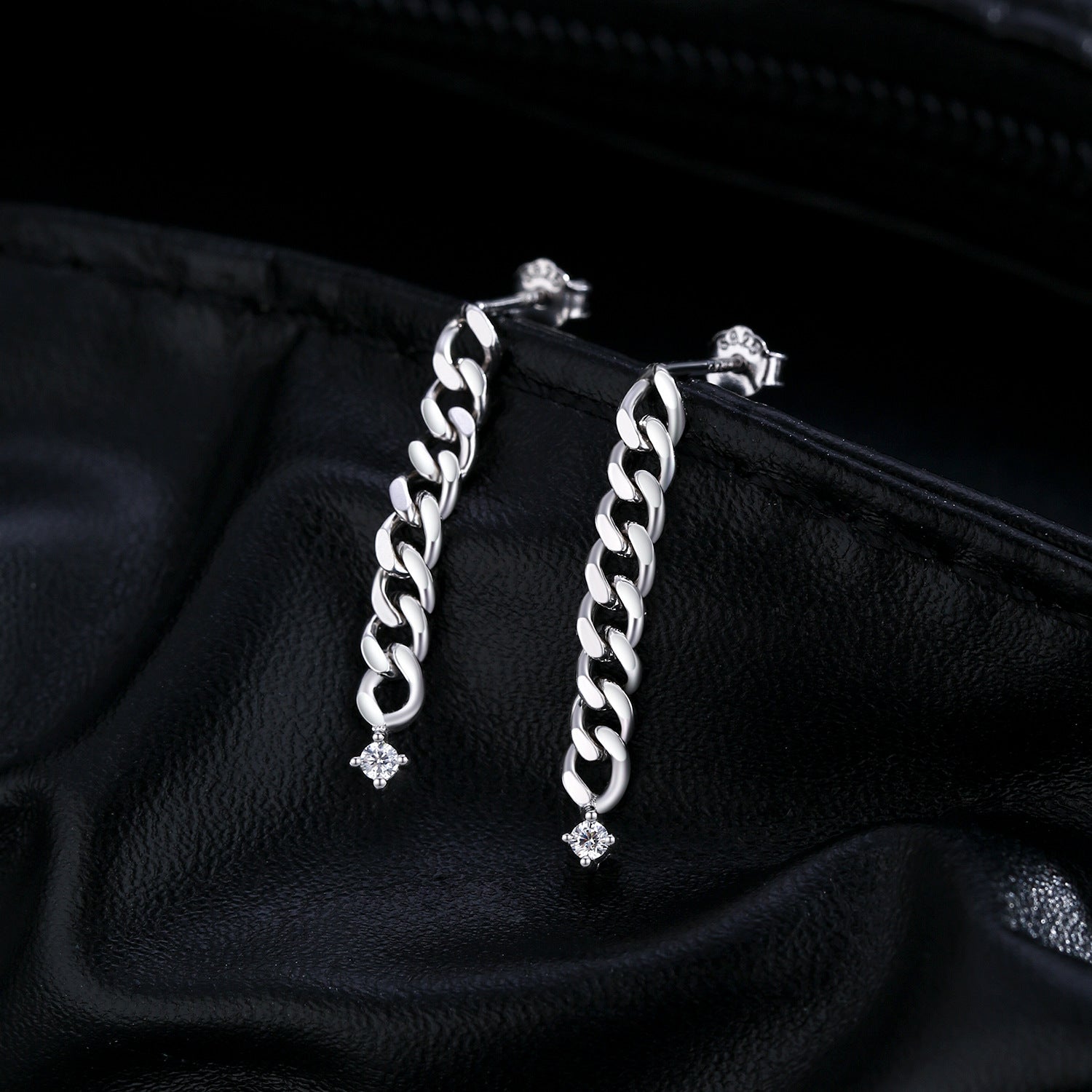 Wholesale D color Mosan diamond s925 silver chain single diamond earrings