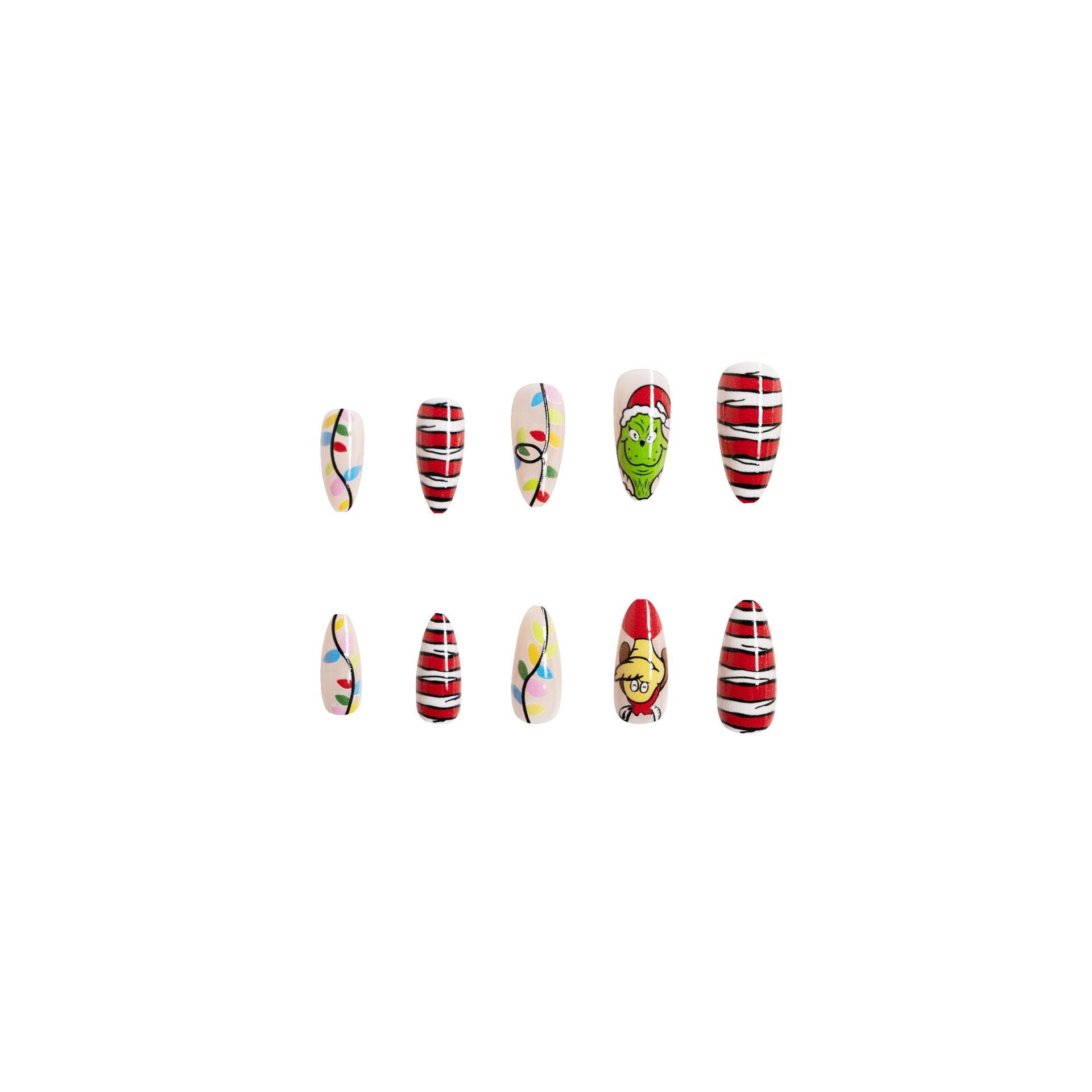Wholesale 24 Pieces/box Christmas Red and Green Contrast Cartoon Manicure Press-on Nails Kits Nail Stickers ACC-NS-GuaiXL029