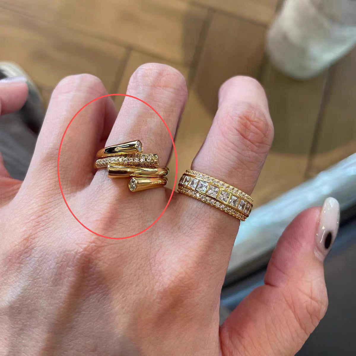 Wholesale Vintage Chic Stacked Row Ring For Women Copper Electroplated Everyday Wear Jewelry