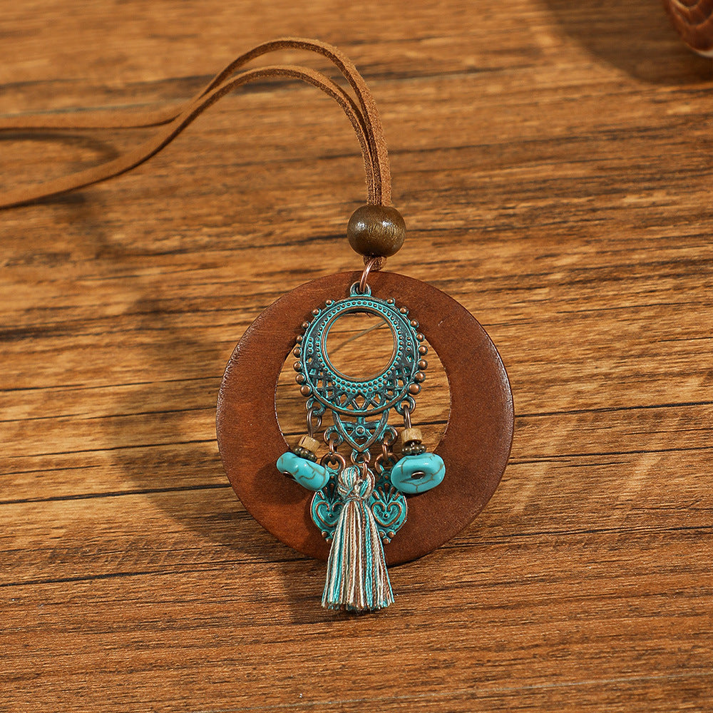 Wholesale Retro Ethnic Style Flower Shell Hollow Necklace Jewelry Accessory for Gift Boutique Resale