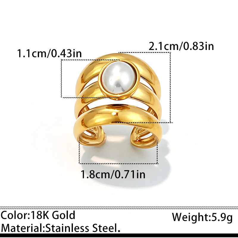 Wholesale Stainless Steel Open Ring Blue Green Gradient Natural Stone Jewelry Accessory