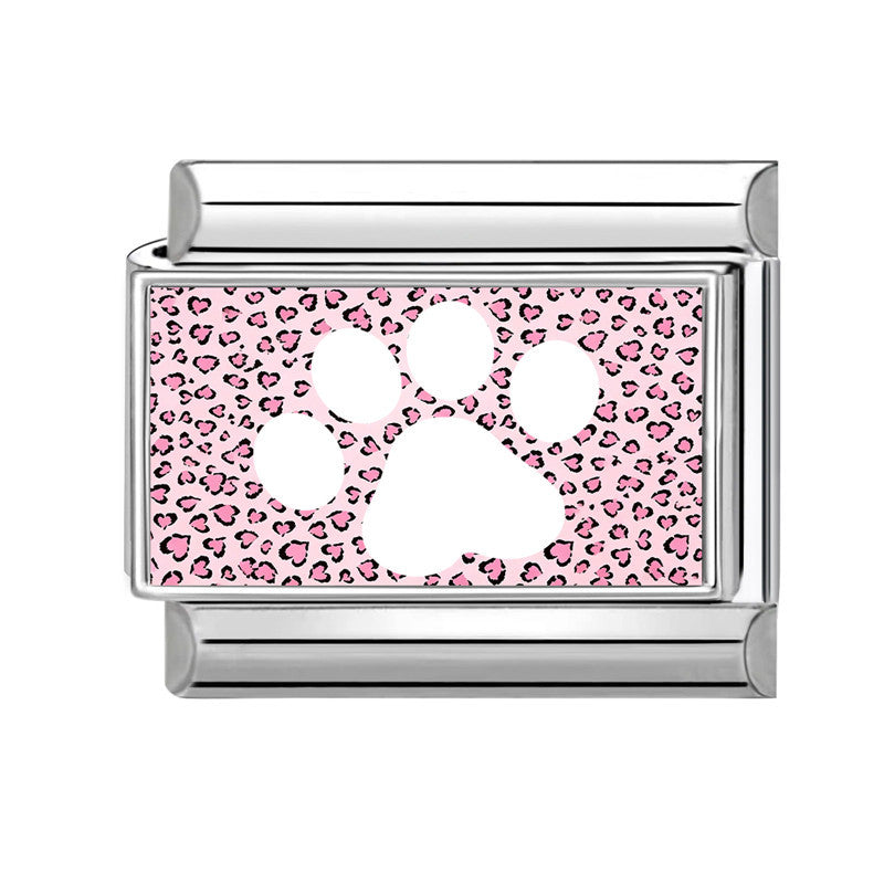 Wholesale Fashion Accessory Stainless Steel Cat Paw Leopard Print DIY Bracelet Module Charm For Jewelry Making And Boutique Resale