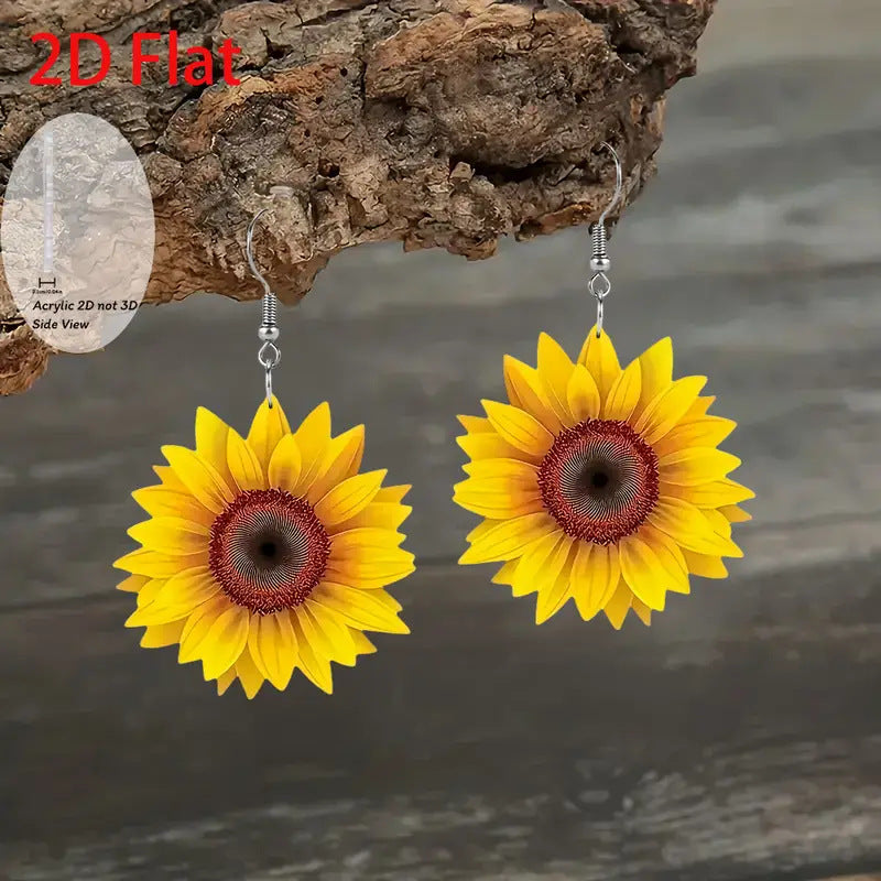 Wholesale Summer Sunflower Flower Acrylic Earrings