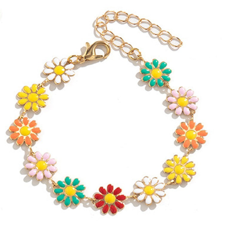 Wholesale  Painting Glaze Daisy Flower Necklace