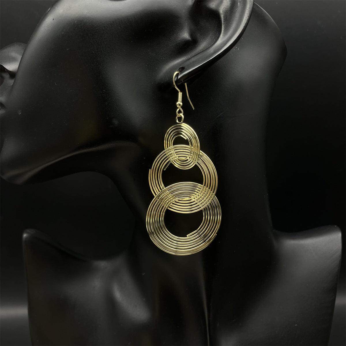 Wholesale Metal Electroplated Round Hoop Exaggerated Long Earrings ACC-ES-FX062