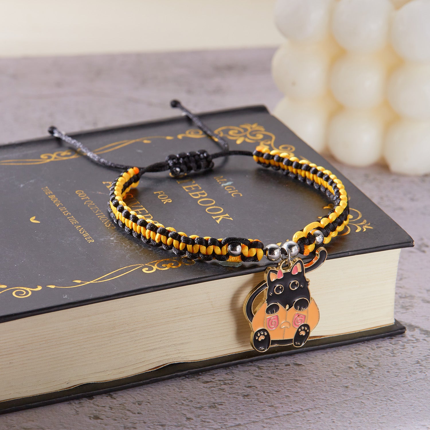 Wholesale  Halloween oil painting kitten woven bracelet