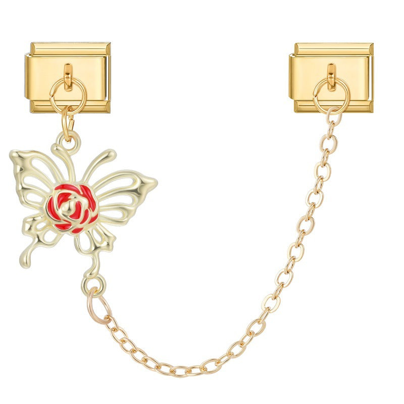 Wholesale Italian Charm Bracelet 9mm DIY Splicing Double Pendant Stainless Steel Composable Bracelet