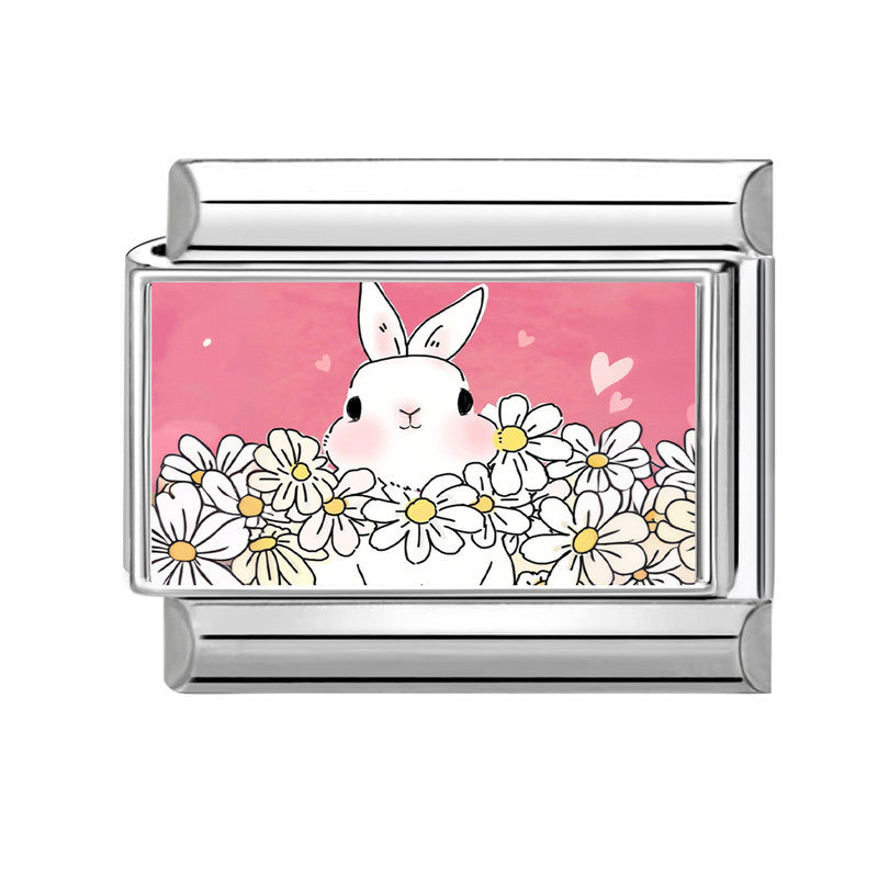 Wholesale Pink series   DIY  Single Section Creative Stainless Steel Composable Bracelet