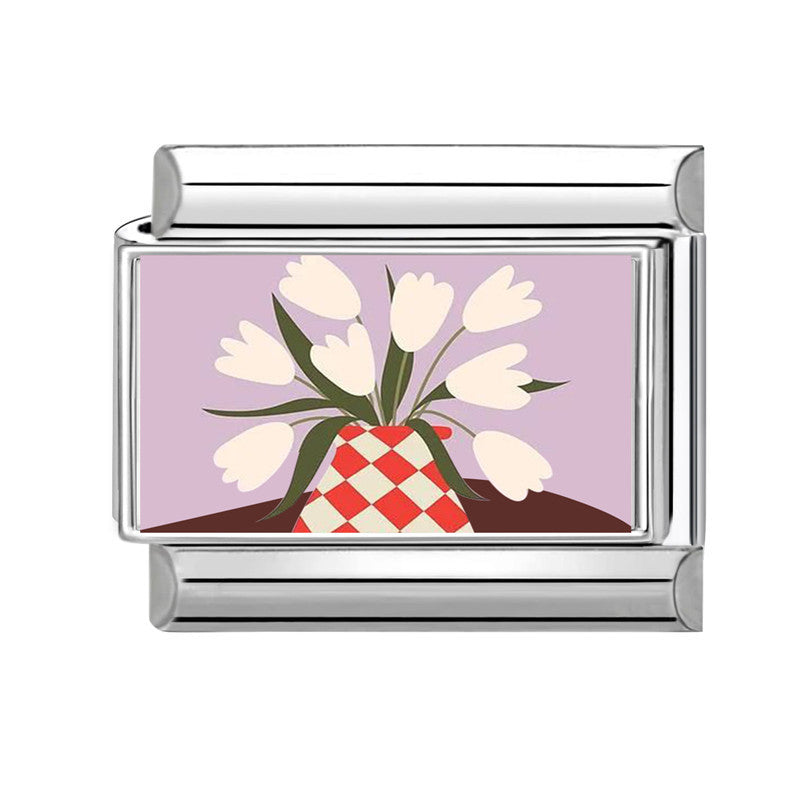 Wholesale  Italian Charm Bracelet 9mm DIY Fresh Floral-Themed  Creative Stainless Steel Composable Bracelet