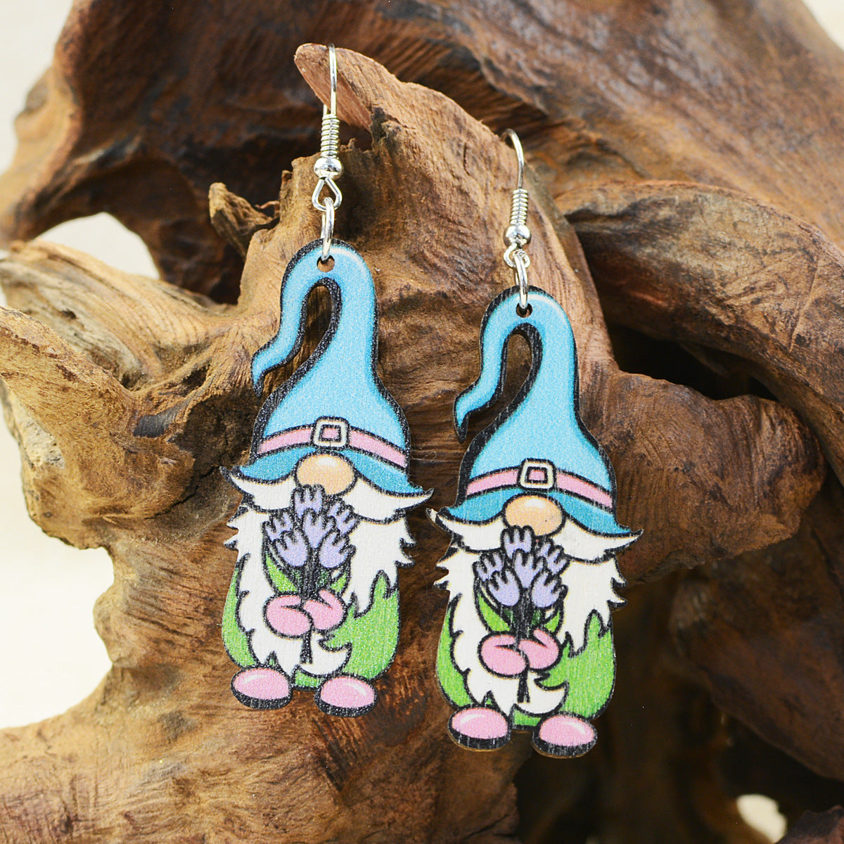 Wholesale Easter Bunny Dwarf Elf Wooden Earrings