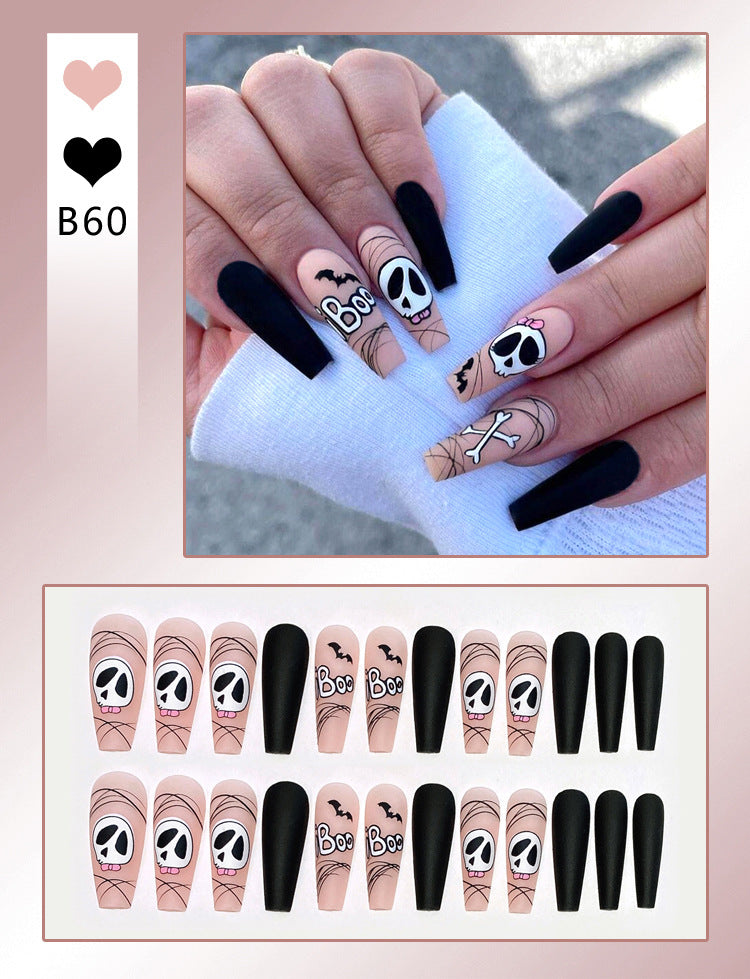 Wholesale 24 Pieces/box Halloween Ghost Skull Nails Kits Nail Stickers ACC-NS-DiNa010